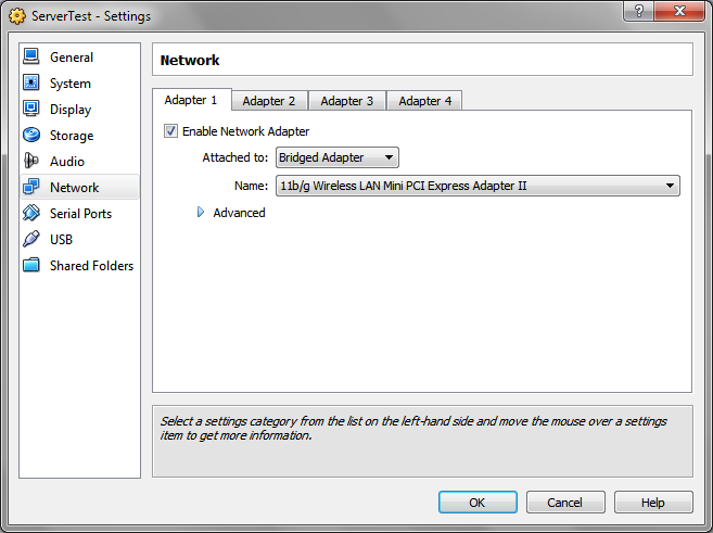 change to bridged adapter