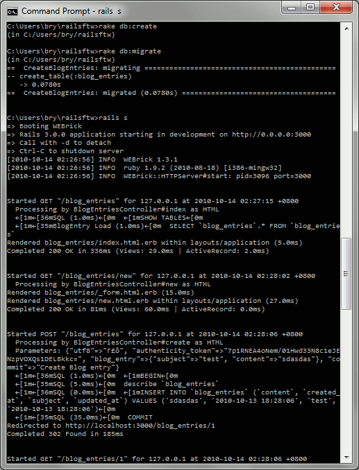 rake db + rails s